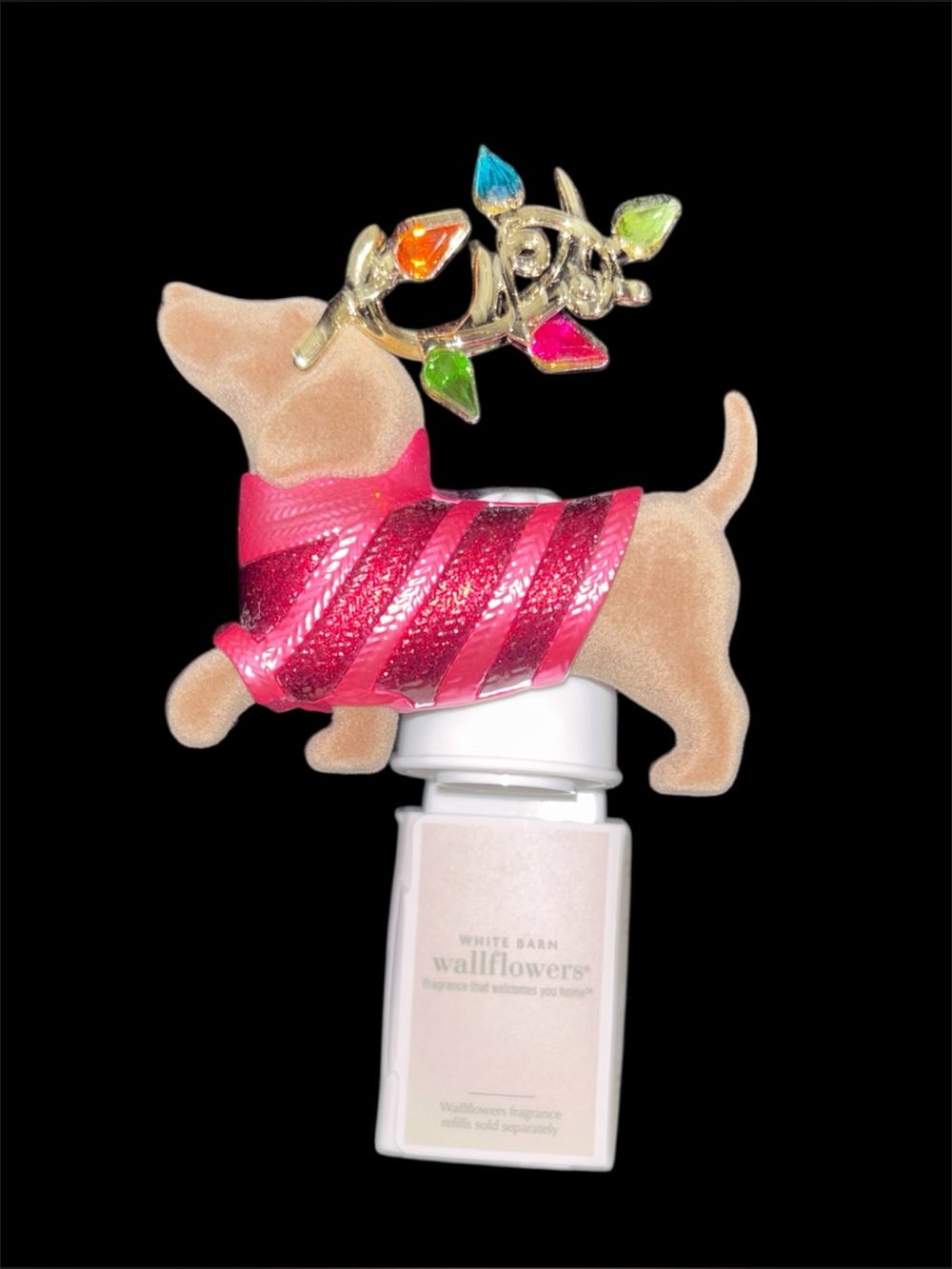 Dachshund Bath & Body Holiday Wallflower Plug-In Dog Pink with Multicolor Lights